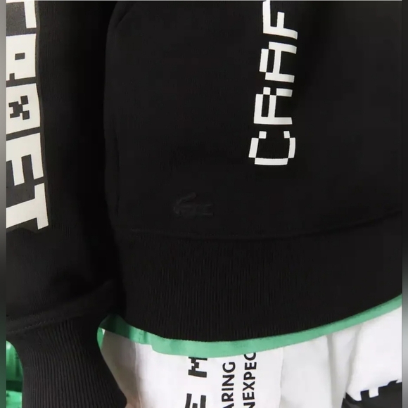 Lacoste LIVE x Minecraft Men's Black Graphic Print Loose Fit Hoodie - Size L - Picture 6 of 11